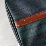 ポロ ラルフローレン チェック柄 PVC / レザー ミニボストンバッグ ハンドバッグ グリーン ブラウン - NEWSED