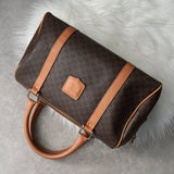 セリーヌ ヴィンテージ マカダム PVC /レザー ミニボストンバッグ ハンドバッグ ブラウン - NEWSED