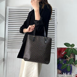 セリーヌ マカダム PVC レザー トートバッグ ハンドバッグ ブラウン ブラック - NEWSED