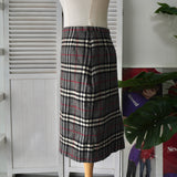 バーバリー ノバチェック ウール タイト スカート グレー