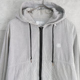 オールド ステューシーSSリンク 刺繍 ストライプ柄 ジップアップパーカー グレー / ホワイト - NEWSED