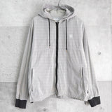 オールド ステューシーSSリンク 刺繍 ストライプ柄 ジップアップパーカー グレー / ホワイト - NEWSED