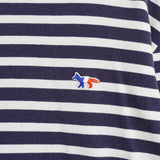 メゾンキツネ トリコロールフォックス ボーダー ロンT 長袖トップス ホワイト / ネイビー - NEWSED