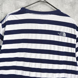 ザノースフェイス ボーダー ロゴ 刺繍 Tシャツ ネイビー / ホワイト - NEWSED