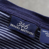 ブルックスブラザーズ ゴールド ロゴ刺繍 ボーダー柄 ポケット Tシャツ ネイビー / ホワイト - NEWSED