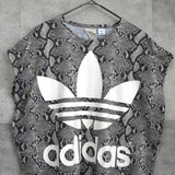 アディダス × ハイク ビッグ トレフォイルロゴ パイソン柄 フレンチスリーブ Tシャツ カーキ レディース - NEWSED