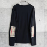 バーバリー エルボーパッチ ノバチェック柄 ロンT ブラック - NEWSED