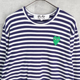 プレイ コムデギャルソン ハートロゴ ストライプ柄 ロンT ネイビ - NEWSED