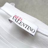 レッド ヴァレンティノ ロゴ ドット レース袖 Tシャツ ホワイト レディース - NEWSED