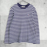 メゾンキツネ トリコロールフォックス ボーダー ロンT 長袖トップス ホワイト / ネイビー - NEWSED