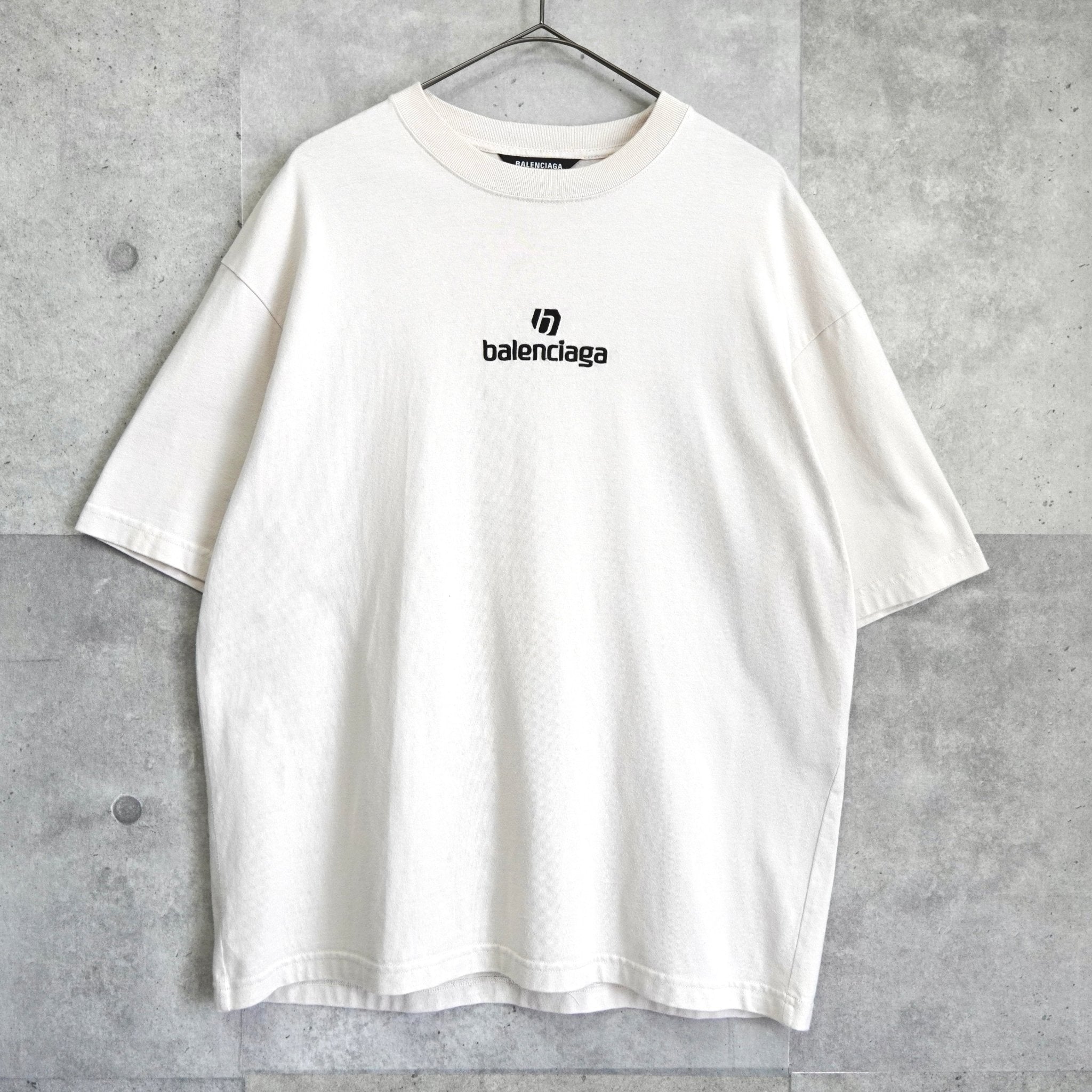 バレンシアガ ロゴ刺繍 オーバーサイズ Tシャツ ベージュ | ブランド