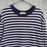 メゾンキツネ トリコロールフォックス ボーダー柄 ロンT ネイビー / ホワイト - NEWSED