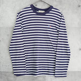 メゾンキツネ トリコロールフォックス ボーダー ロンT 長袖トップス ホワイト / ネイビー - NEWSED