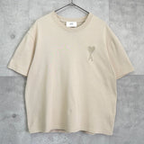 アミパリ アミ パリス ハートロゴ Tシャツ ベージュ - NEWSED