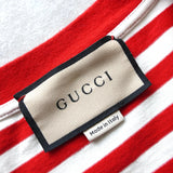 グッチ プリント ボーダー柄 Tシャツ レッド / ホワイト - NEWSED