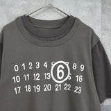 エムエムシックス メゾン マルジェラ カレンダーロゴ フェイクレイヤード Tシャツ カーキグレー レディース - NEWSED