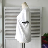 レッド ヴァレンティノ ロゴ ドット レース袖 Tシャツ ホワイト レディース - NEWSED