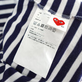 プレイ コムデギャルソン ハートロゴ ストライプ柄 ロンT ネイビ - NEWSED