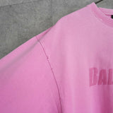 バレンシアガ ロゴ ダメージ加工 オーバーサイズ Tシャツ ピンク - NEWSED