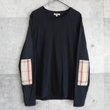 バーバリー エルボーパッチ ノバチェック柄 ロンT ブラック - NEWSED