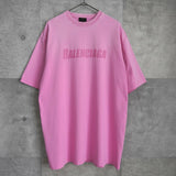 バレンシアガ ロゴ ダメージ加工 オーバーサイズ Tシャツ ピンク - NEWSED