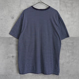 ブルックスブラザーズ ゴールド ロゴ刺繍 ボーダー柄 ポケット Tシャツ ネイビー / ホワイト - NEWSED