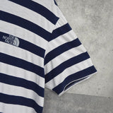 ザノースフェイス ボーダー ロゴ 刺繍 Tシャツ ネイビー / ホワイト - NEWSED