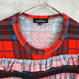 トリコ コム デ ギャルソン フリル タータンチェック 長袖トップス ロンT レッド - NEWSED