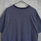 ブルックスブラザーズ ゴールド ロゴ刺繍 ボーダー柄 ポケット Tシャツ ネイビー / ホワイト - NEWSED