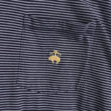 ブルックスブラザーズ ゴールド ロゴ刺繍 ボーダー柄 ポケット Tシャツ ネイビー / ホワイト - NEWSED