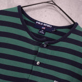 ポロ ラルフローレン 星条旗ロゴ 刺繍 ボーダー柄 Tシャツ グリーン / ネイビー - NEWSED