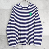 プレイ コムデギャルソン ハートロゴ ストライプ柄 ロンT ネイビ - NEWSED