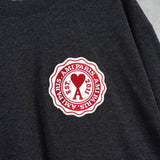 アミパリ アミパリス ハートロゴ ワッペン オーバーサイズ Tシャツチャコールグレー - NEWSED