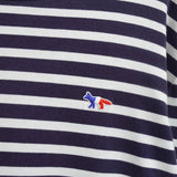メゾンキツネ トリコロールフォックス ボーダー柄 ロンT ネイビー / ホワイト - NEWSED
