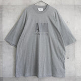 アミ パリス アミパリ ロゴ刺繍 オーバーサイズ Tシャツ グレー - NEWSED