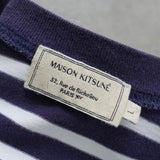 メゾンキツネ トリコロールフォックス ボーダー柄 ロンT ネイビー / ホワイト - NEWSED