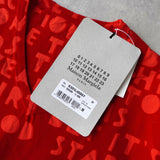 メゾン マルジェラ エイズT 異素材切り替え ベロア Vネック Tシャツ 半袖トップス レッド タグ付き未使用品 - NEWSED