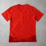 メゾン マルジェラ エイズT 異素材切り替え ベロア Vネック Tシャツ 半袖トップス レッド タグ付き未使用品 - NEWSED