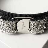 サルバトーレ フェラガモ ヴァラリボン ラインストーン ビジュー キャンバス カチューシャ ヘアバンド ブラック 箱付き