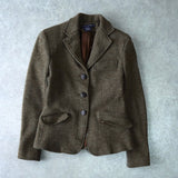 ポロ ラルフローレン シングル ツイード テーラードジャケット ブラウン レディース