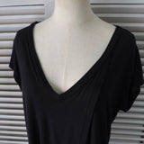 エムエムシックス メゾンマルジェラ Vネック スリット カットソー 半袖トップス ブラック - NEWSED