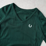 フレッドペリー Vネック ニット ロゴ 刺繍 グリーン - NEWSED