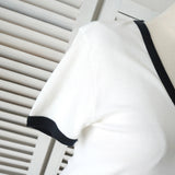 ドルチェ&ガッバーナ ナンバー 刺繍 Vネック 半袖ニット ホワイト レディース - NEWSED