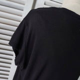 エムエムシックス メゾンマルジェラ Vネック スリット カットソー 半袖トップス ブラック - NEWSED