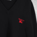 バーバリー ヴィンテージ ロゴ Vネック ニット ブラック - NEWSED