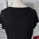 エムエムシックス メゾンマルジェラ Vネック スリット カットソー 半袖トップス ブラック - NEWSED