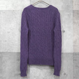 ポロ ラルフローレン ロゴ 刺繍 Vネック ニット パープル レディース - NEWSED