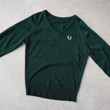 フレッドペリー Vネック ニット ロゴ 刺繍 グリーン - NEWSED