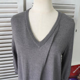 エムエムシックス メゾンマルジェラ Vネック スリット 七分袖 ニット グレー レディース - NEWSED