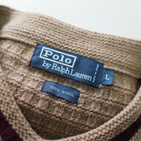 ポロ ラルフローレン ロゴ 刺繍 Vネック ニット ブラウン - NEWSED